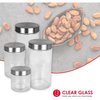Home Basics 4 Piece Glass Canister Set with Stainless Steel Lids CS10239